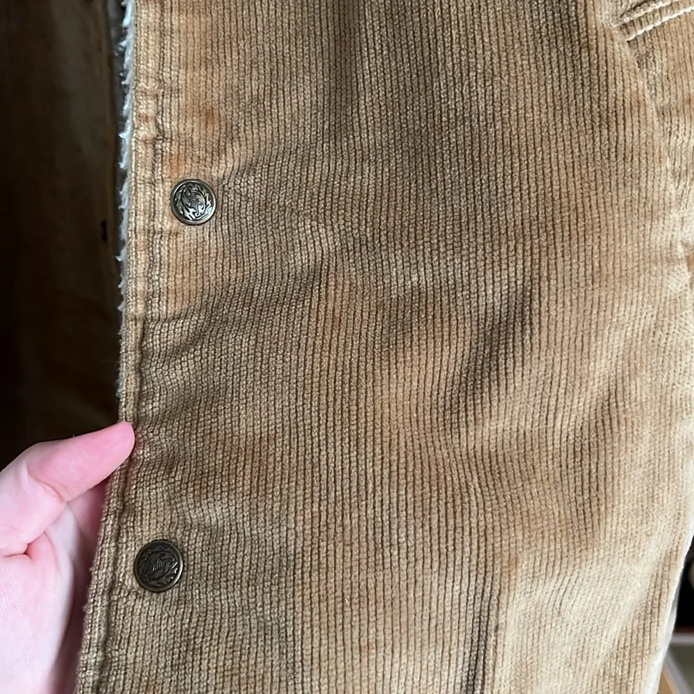 Vintage William Barry Sherpa Lined Corduroy Trucker Jacket Coat Snap Sz 40 M - Picture 3 of 5
